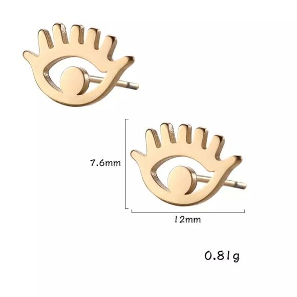 Dainty Silver Evil Eye Stud Earrings - Picture 3 of 4